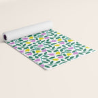 Simple Floral - Green, Very Peri and Yellow Yoga Mat Gallery Image 2