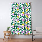 Simple Floral - Green, Very Peri and Yellow Window Curtain Gallery Image 5