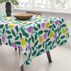 Simple Floral - Green, Very Peri and Yellow Tablecloth Gallery Image 3