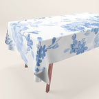 Modern navy blue white watercolor elegant floral Tablecloth Gallery Image 1