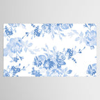 Modern navy blue white watercolor elegant floral Tablecloth Gallery Image 2