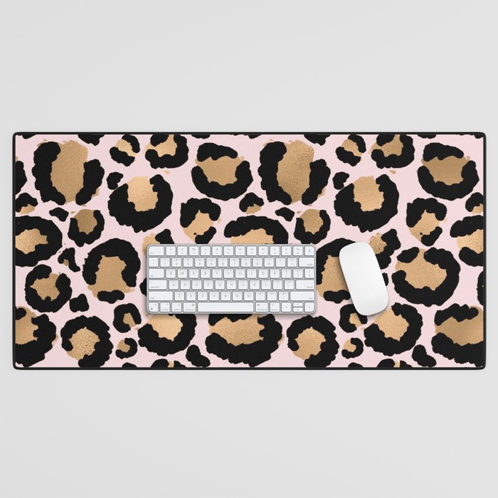 Animal print - pink copper Desk Mat Gallery Image 1