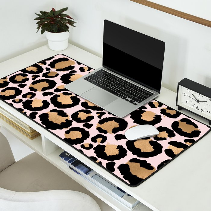 Animal print - pink copper Desk Mat Gallery Image 2