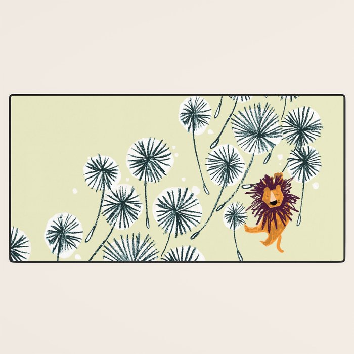 Lion on dandelion Desk Mat Gallery Image 3