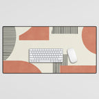 Abstract Lines Composition - Gold Orange Brown Desk Mat Gallery Image 1