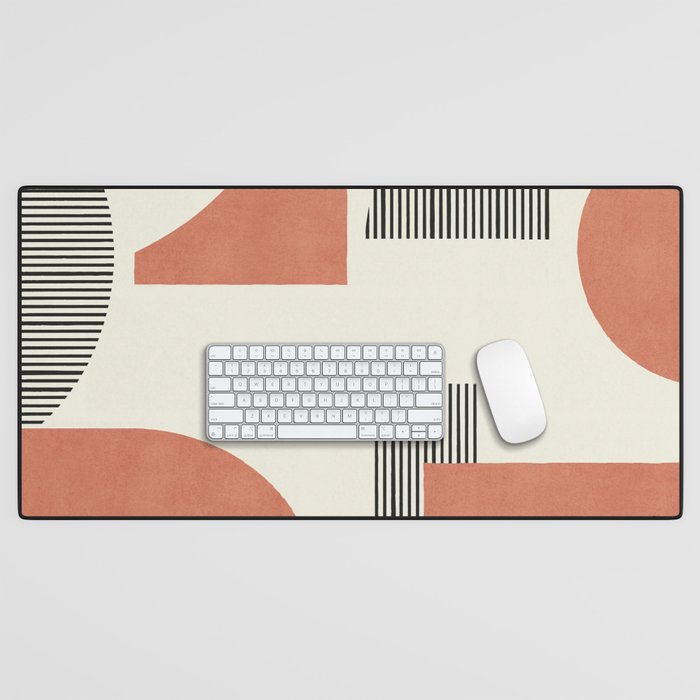 Abstract Lines Composition - Gold Orange Brown Desk Mat Gallery Image 1