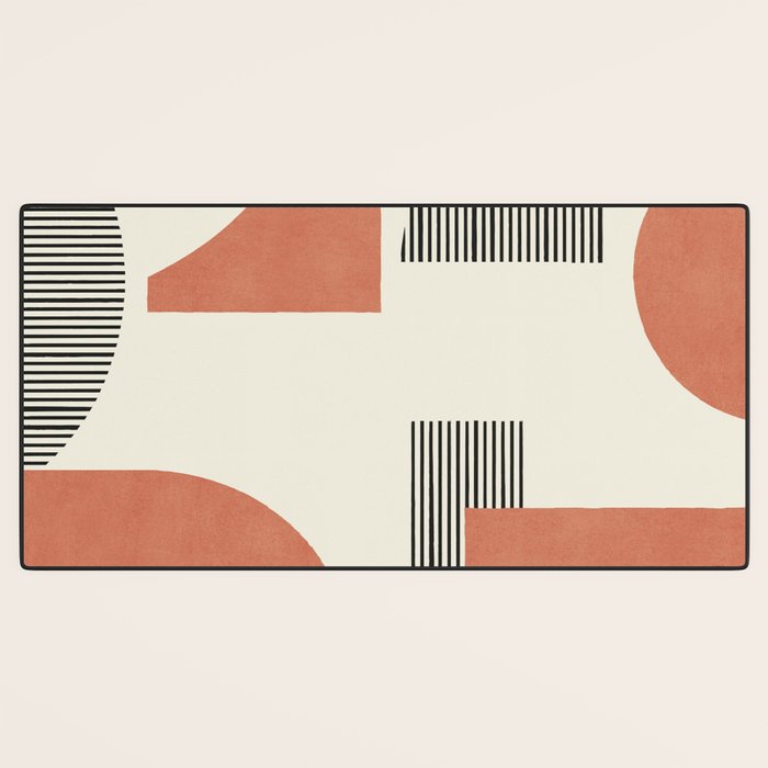 Abstract Lines Composition - Gold Orange Brown Desk Mat Gallery Image 3