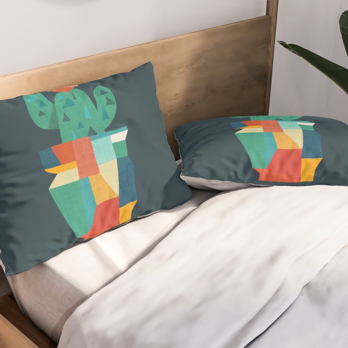 Blooming cactus in cracked pot Pillow Sham Gallery Image 2
