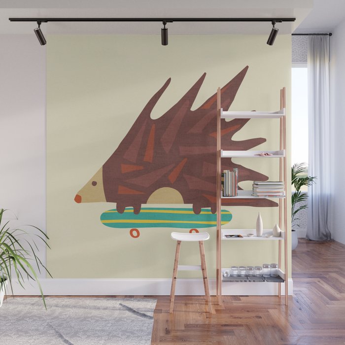 Hedgehog in hair raising speed Wall Mural Gallery Image 1
