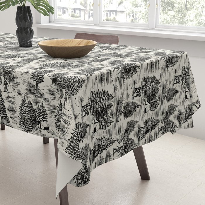 Bigfoot / Sasquatch Toile de Jouy in Black Tablecloth Gallery Image 3