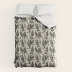 Bigfoot / Sasquatch Toile de Jouy in Black Duvet Cover Gallery Image 6