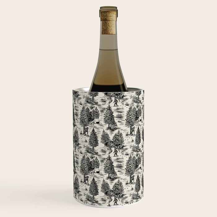 Bigfoot / Sasquatch Toile de Jouy in Black Wine Chiller Gallery Image 1