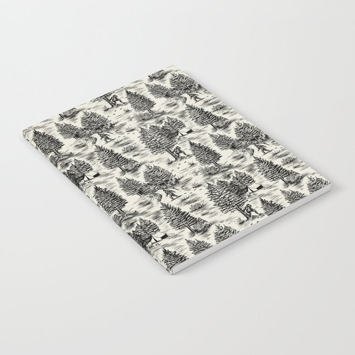 Bigfoot / Sasquatch Toile de Jouy in Black Notebook Gallery Image 1