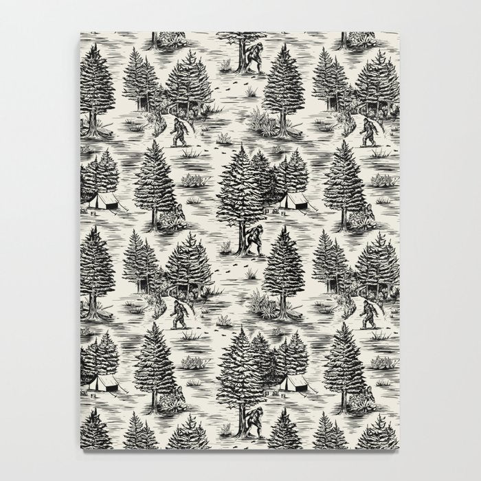 Bigfoot / Sasquatch Toile de Jouy in Black Notebook Gallery Image 4