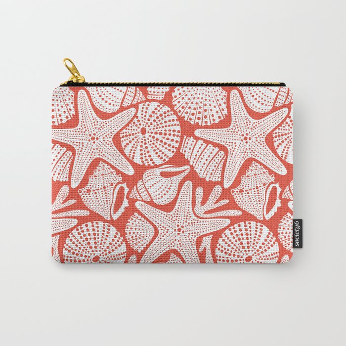 Ocean Floor Nautical Shells Red Carry All Pouch Gallery Image 1