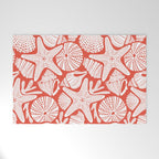 Ocean Floor Nautical Shells Red Welcome Mat Gallery Image 1