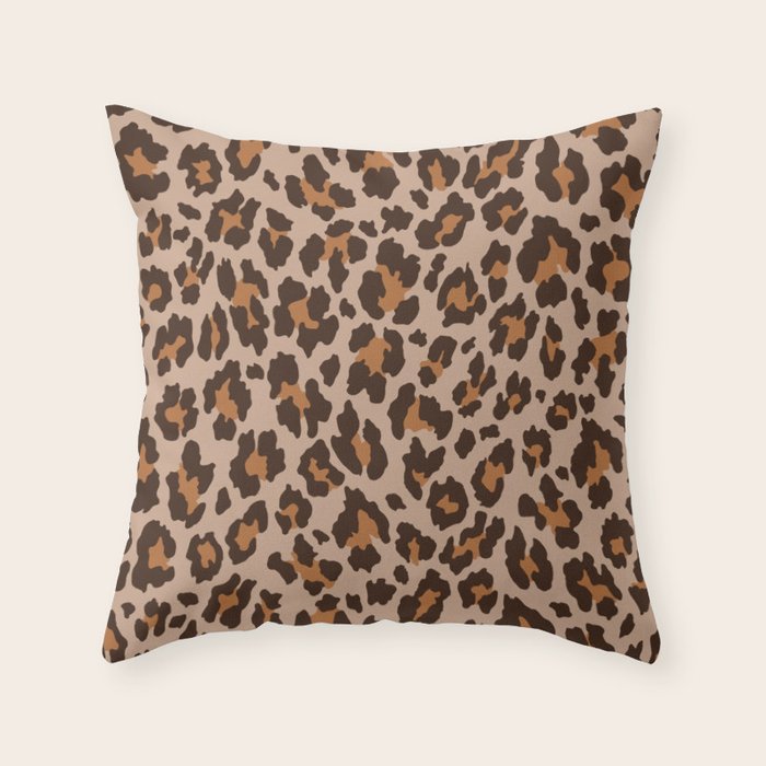 Classic Leopard Print (Muted Colors) Throw Pillow Gallery Image 1