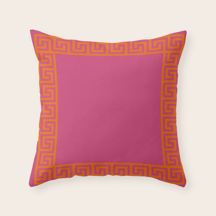 Pink Greek Key Print Throw Pillow Gallery Image 6