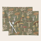 Forest Mushroom Goblincore Aesthetic Pattern - Lichen Green  Placemat Gallery Image 1