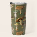Forest Mushroom Goblincore Aesthetic Pattern - Lichen Green  Travel Mug Gallery Image 3