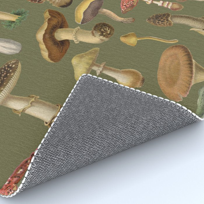 Forest Mushroom Goblincore Aesthetic Pattern - Lichen Green  Rug Gallery Image 4