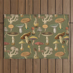 Forest Mushroom Goblincore Aesthetic Pattern - Lichen Green  Outdoor Rug Gallery Image 1