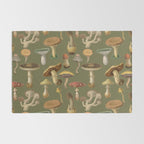 Forest Mushroom Goblincore Aesthetic Pattern - Lichen Green  Rug Gallery Image 2