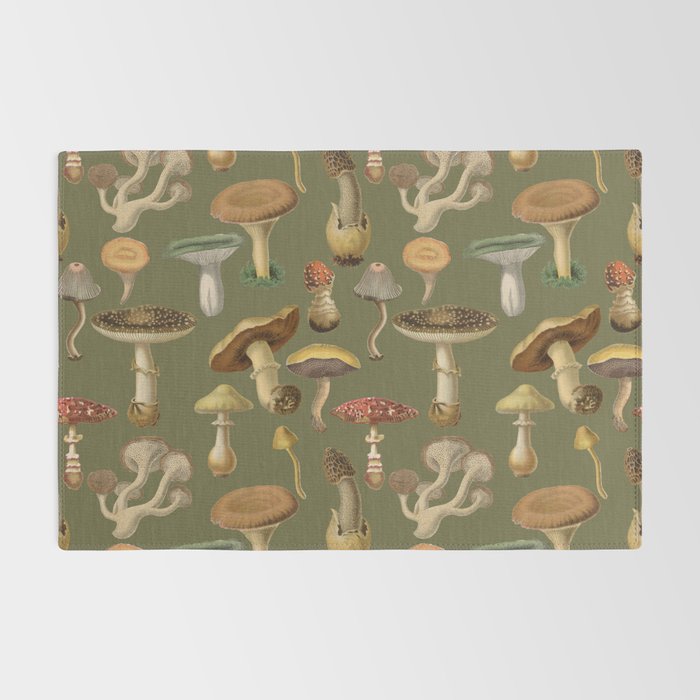 Forest Mushroom Goblincore Aesthetic Pattern - Lichen Green  Rug Gallery Image 2