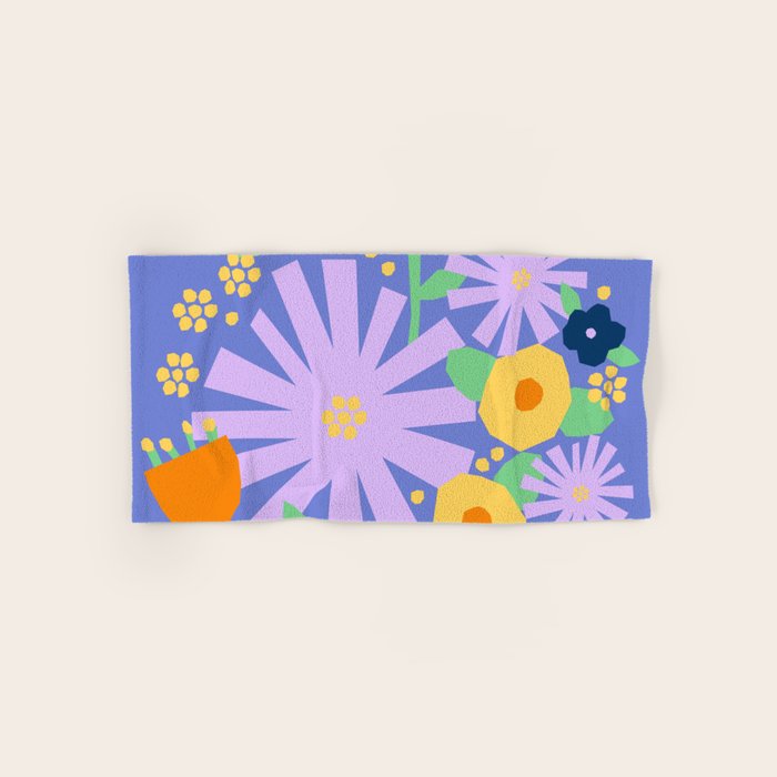Violet and yellow flowers Bath Towel Gallery Image 1