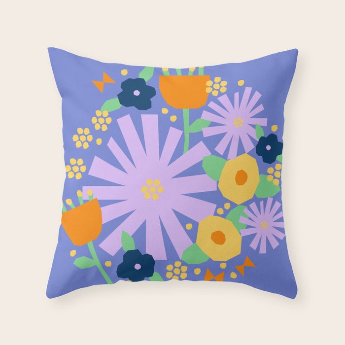 Violet and yellow flowers Throw Pillow Gallery Image 6