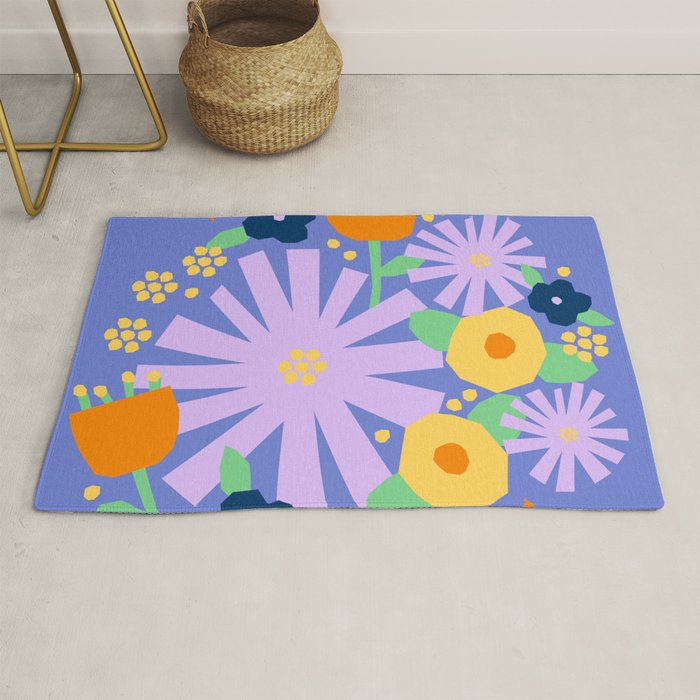 Violet and yellow flowers Rug Gallery Image 1