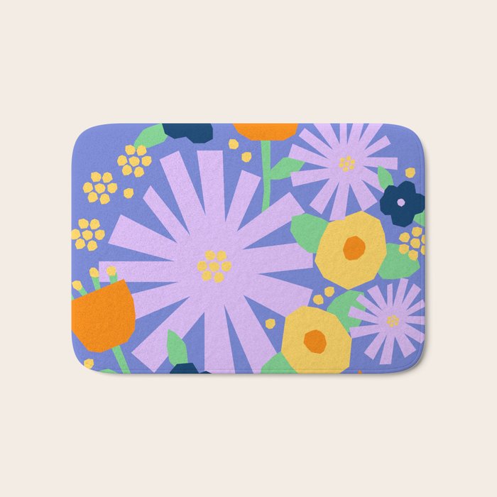 Violet and yellow flowers Bath Mat Gallery Image 1