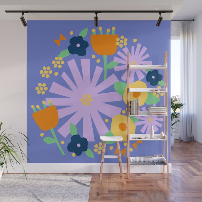 Violet and yellow flowers Wall Mural Gallery Image 1