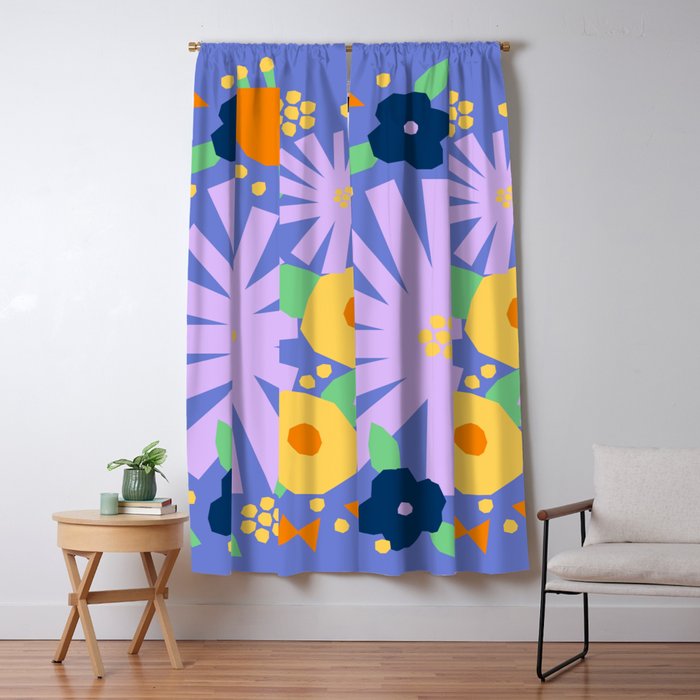 Violet and yellow flowers Window Curtain Gallery Image 5