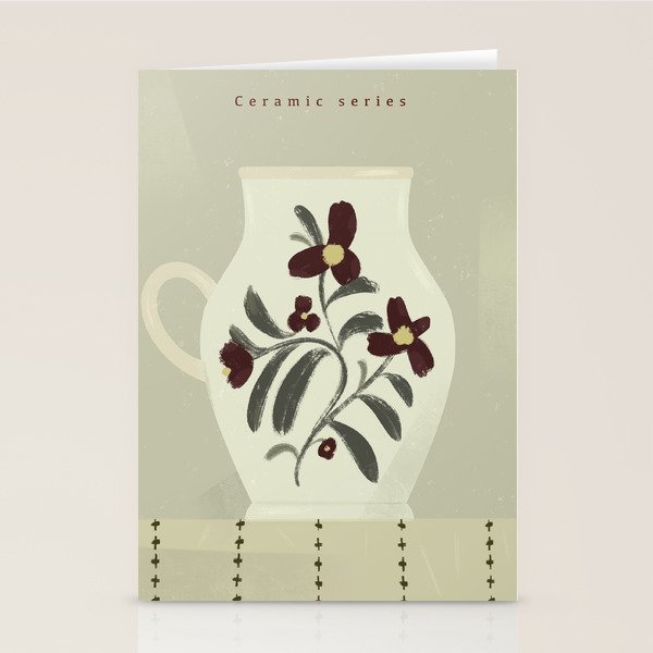 white Vase with floral ornamen Stationery Card Gallery Image 2