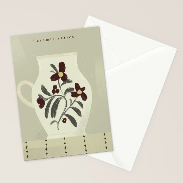 white Vase with floral ornamen Stationery Card Gallery Image 2