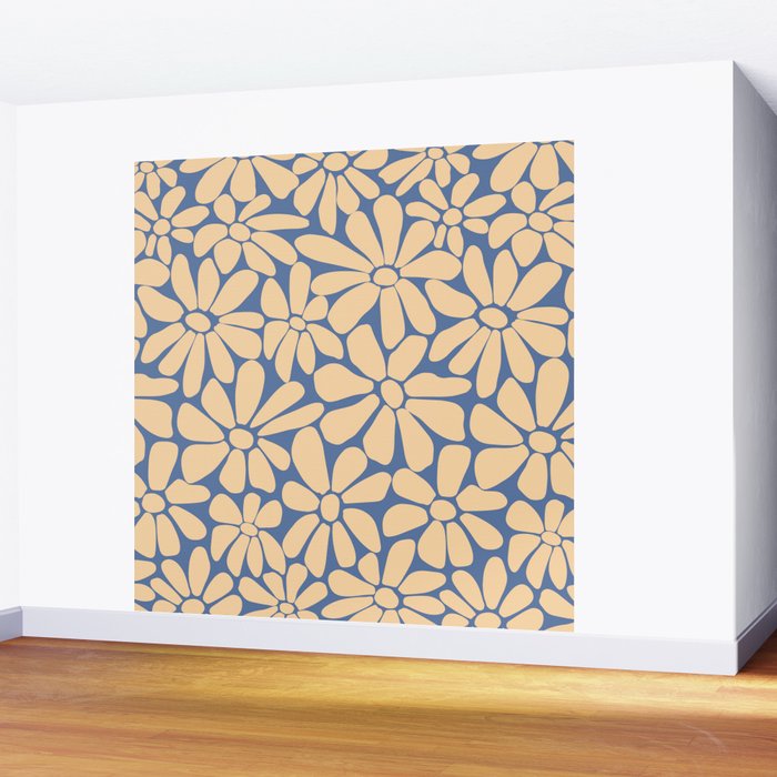 Retro Floral - Indigo  Wall Mural Gallery Image 2
