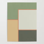 Soft Geometrics Minimalist Mid-century Geo Pattern in Sage Green and Apricot Poster Gallery Image 4