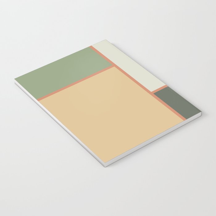 Soft Geometrics Minimalist Mid-century Geo Pattern in Sage Green and Apricot Notebook Gallery Image 3