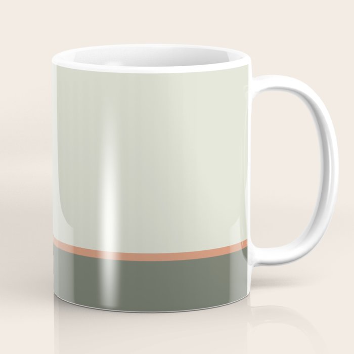 Soft Geometrics Minimalist Mid-century Geo Pattern in Sage Green and Apricot Coffee Mug Gallery Image 1
