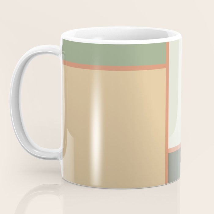 Soft Geometrics Minimalist Mid-century Geo Pattern in Sage Green and Apricot Coffee Mug Gallery Image 3