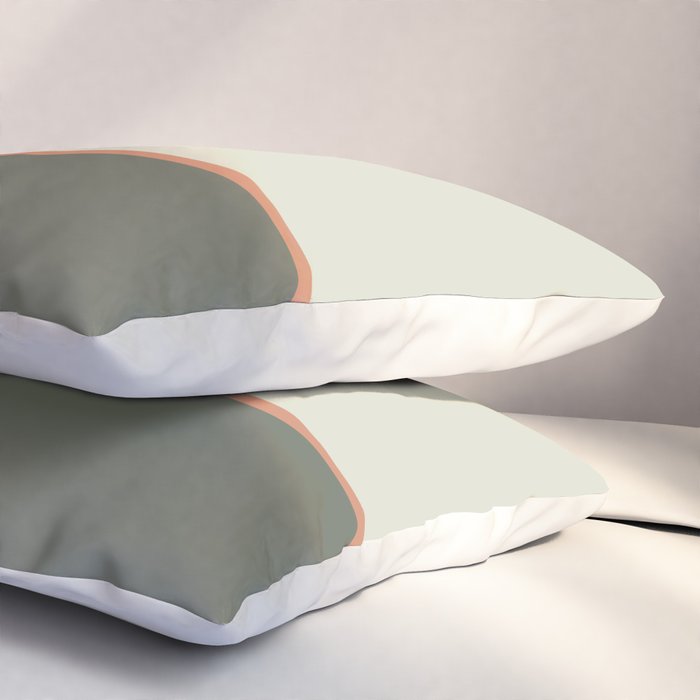 Soft Geometrics Minimalist Mid-century Geo Pattern in Sage Green and Apricot Pillow Sham Gallery Image 3