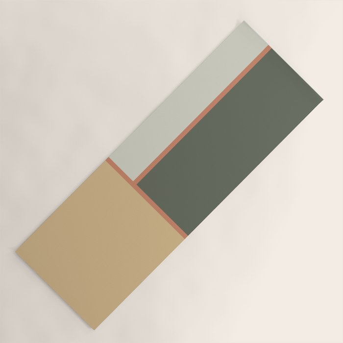 Soft Geometrics Minimalist Mid-century Geo Pattern in Sage Green and Apricot Yoga Mat Gallery Image 1