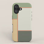 Soft Geometrics Minimalist Mid-century Geo Pattern in Sage Green and Apricot iPhone Case Gallery Image 1
