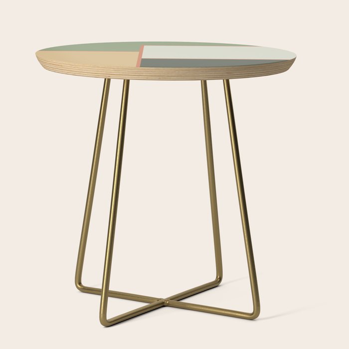 Soft Geometrics Minimalist Mid-century Geo Pattern in Sage Green and Apricot Side Table Gallery Image 1