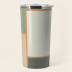 Soft Geometrics Minimalist Mid-century Geo Pattern in Sage Green and Apricot Travel Mug Gallery Image 1