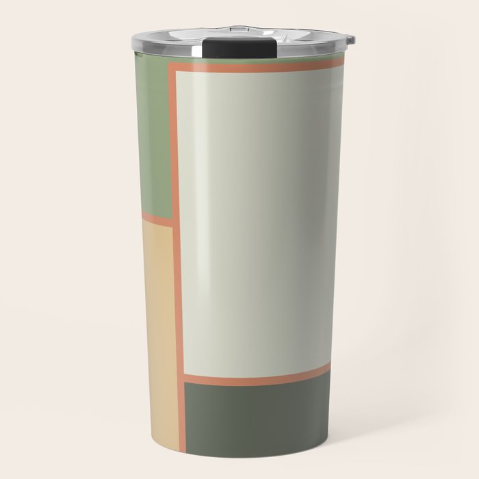 Soft Geometrics Minimalist Mid-century Geo Pattern in Sage Green and Apricot Travel Mug Gallery Image 1