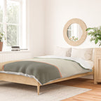 Soft Geometrics Minimalist Mid-century Geo Pattern in Sage Green and Apricot Duvet Cover Gallery Image 2
