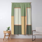 Soft Geometrics Minimalist Mid-century Geo Pattern in Sage Green and Apricot Window Curtain Gallery Image 5