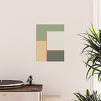 Soft Geometrics Minimalist Mid-century Geo Pattern in Sage Green and Apricot Poster Gallery Image 2